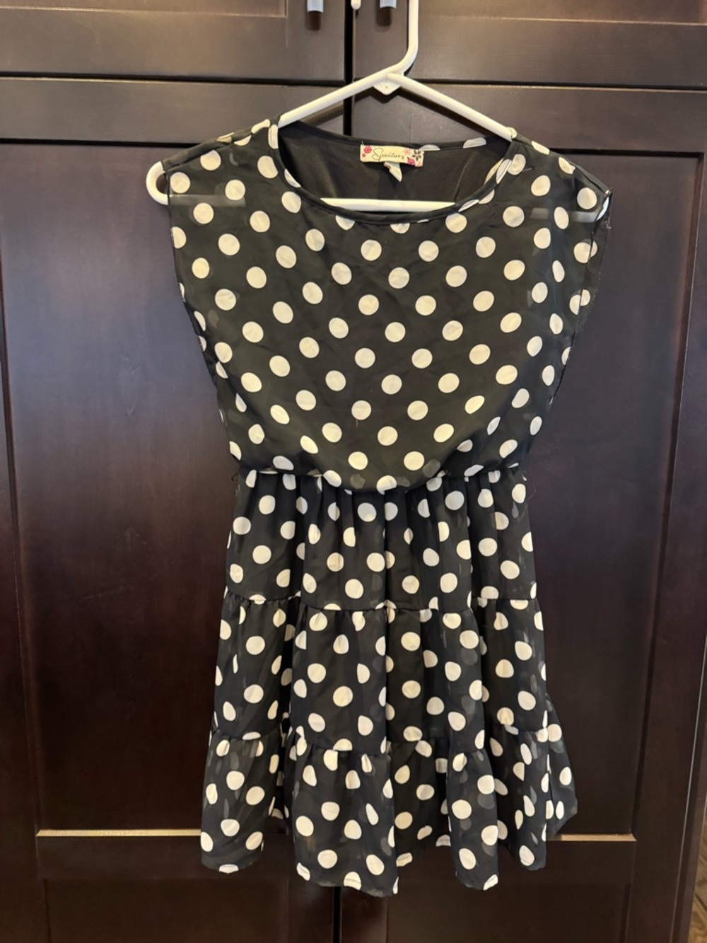 Speechless Black and White Polka Dot Tiered Dress